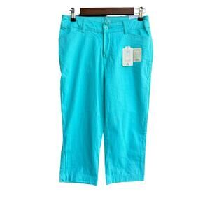 New St. John's Bay Women's Aqua Sail Secret Slender Mid Rise Capri Pants Size 4